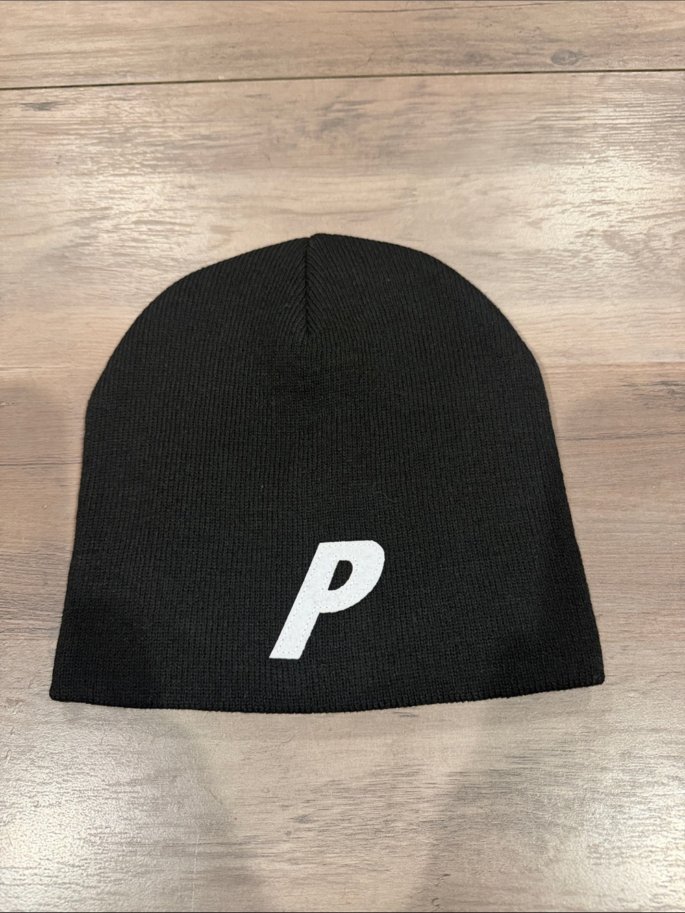 PALACE Black Beanie with White P Logo